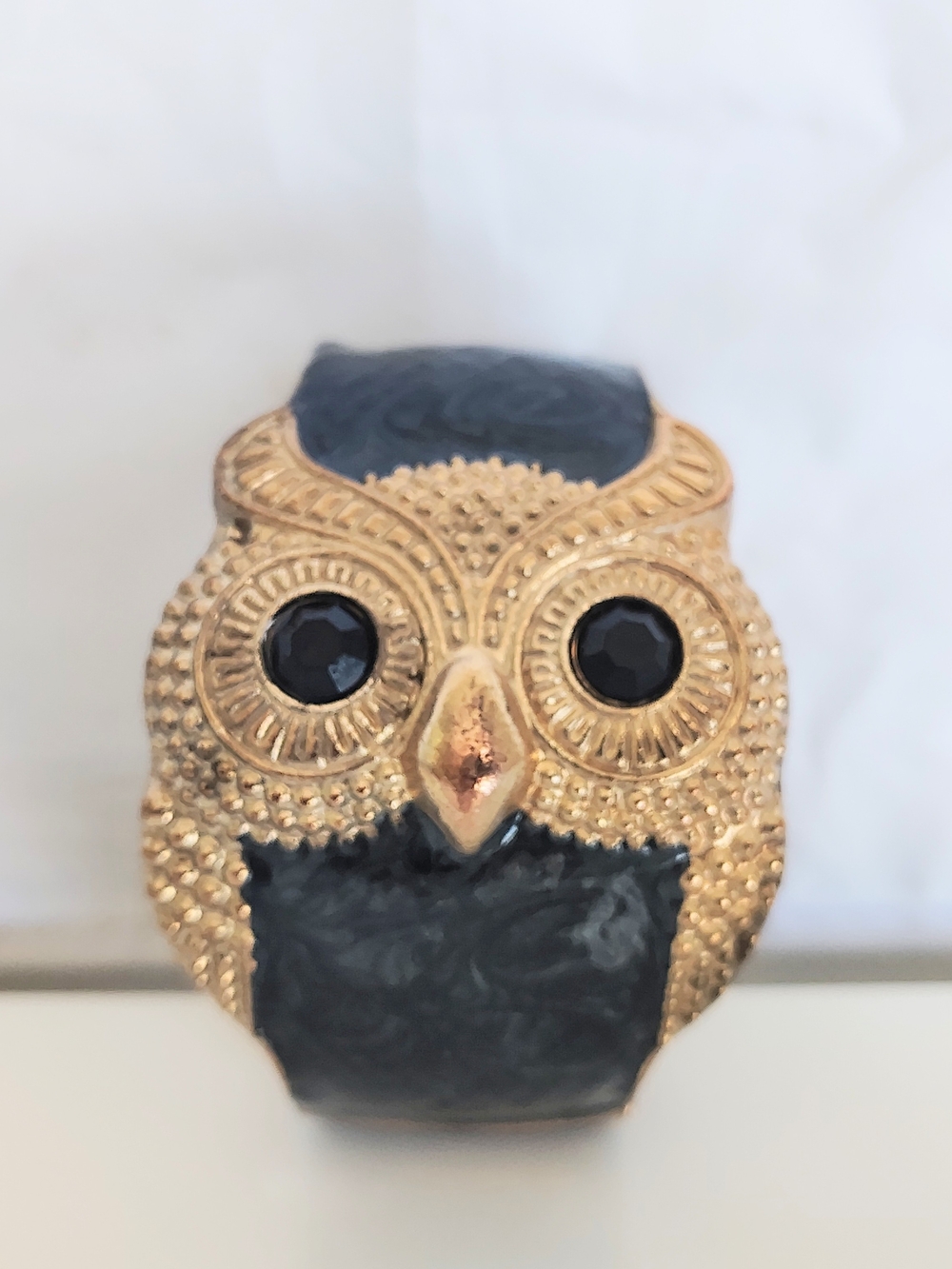 Gold Owl Statement Cuff Bracelet - Black